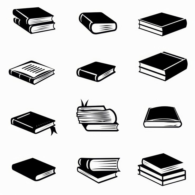 Foto book icons black and white textbook symbol education pictogram minimal bookstore logo