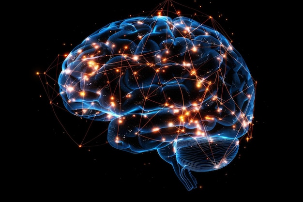 Brain Illustration with Neural Connections