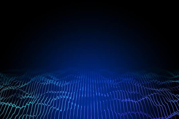 bright digital polygonal wave on dark background with mock up place technology and space concept 3d rendering