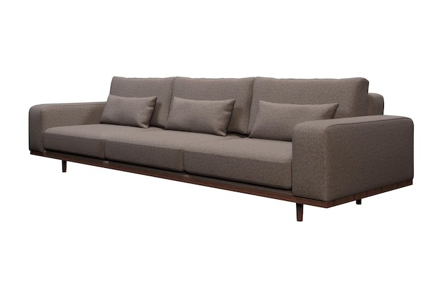 Brown sectional sofa with three cushions