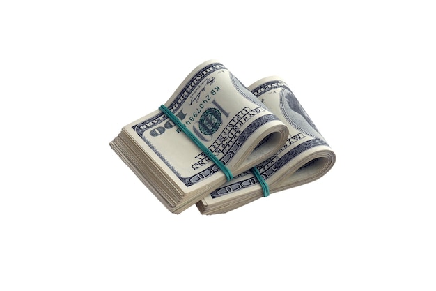 Bundle of US dollar bills isolated on white Pack of american money with high resolution on perfect white background