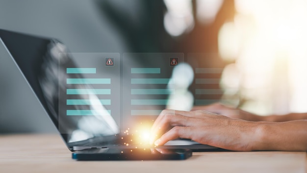 Businessman checking steps through document with a list of checkboxes