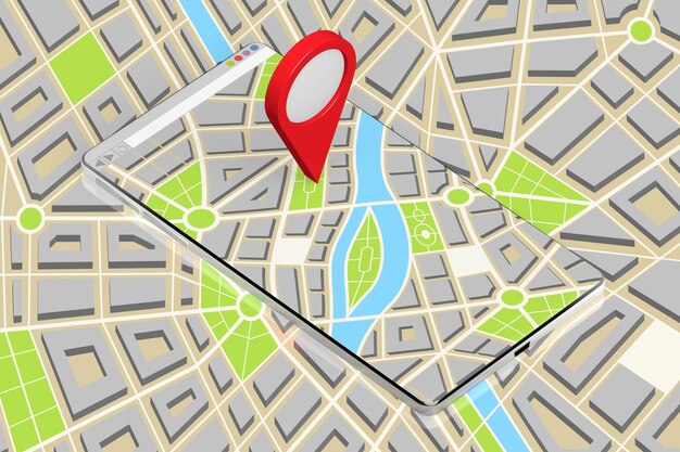 Bykart og destinasjonsnål på en smarttelefon 3D-illustrasjon