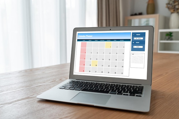 calendar on computer software application for modish schedule planning for personal organizer and online business