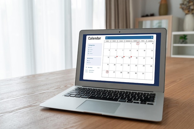 calendar on computer software application for modish schedule planning