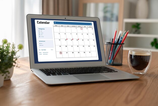 calendar on computer software application for modish schedule planning