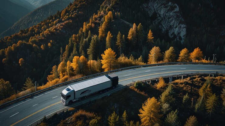 Foto car driving drone view