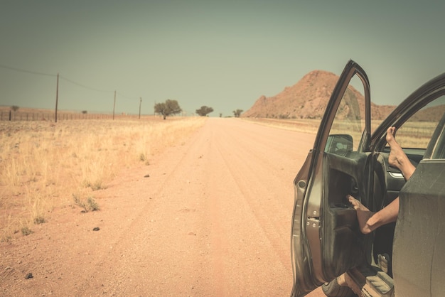 Car on a sunny road