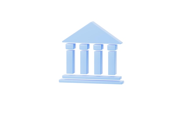 Cartoon bank mark 3d rendering