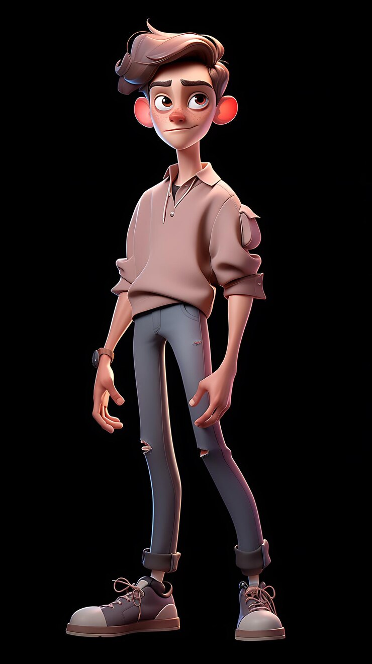 Foto cartoon character of a man with a hat and a shirt