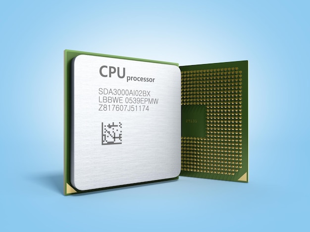 Central Computer Processors CPU High resolution 3d render on blue