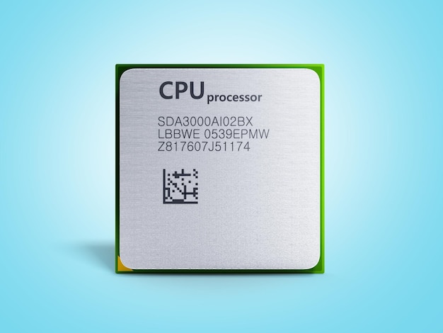 Central Computer Processors CPU High resolution 3d render on blue