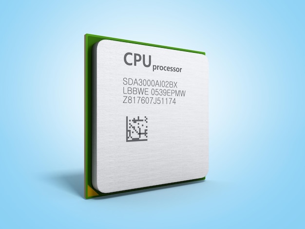 Central Computer Processors CPU High resolution 3d render on blue