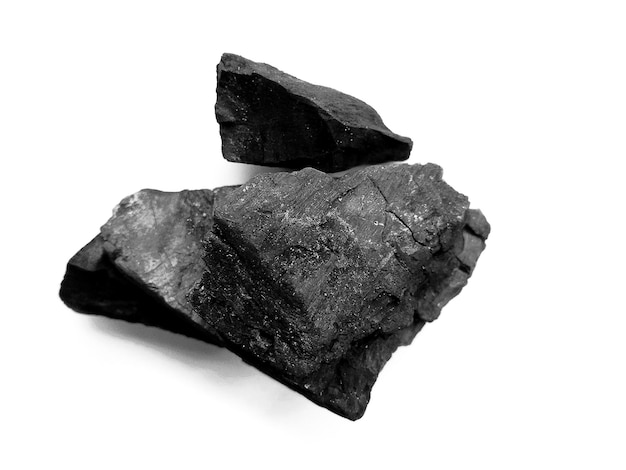 Charcoal isolated on white background Natural wood charcoal Black charcoal texture