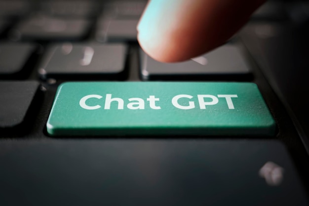 chatgpt on keyboard button for chat with ai or artificial intelligence smart ai or artificial intelligence using an artificial intelligence chatbot developed by openai new neural network