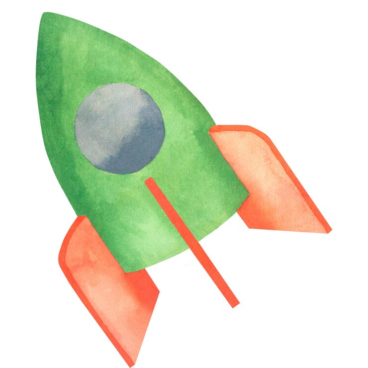Foto childrens toy space rocket watercolor illustration illustration for kids