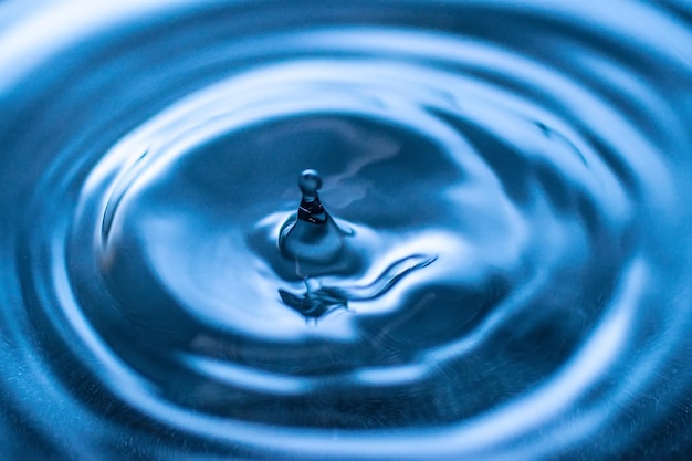 Close-up of drop falling on blue water