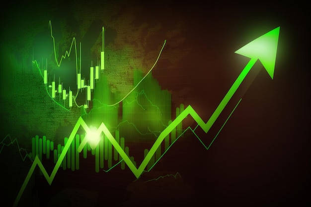 Close up of green arrow pointing to chart generative ai