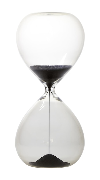 Close-up of hourglass against white background
