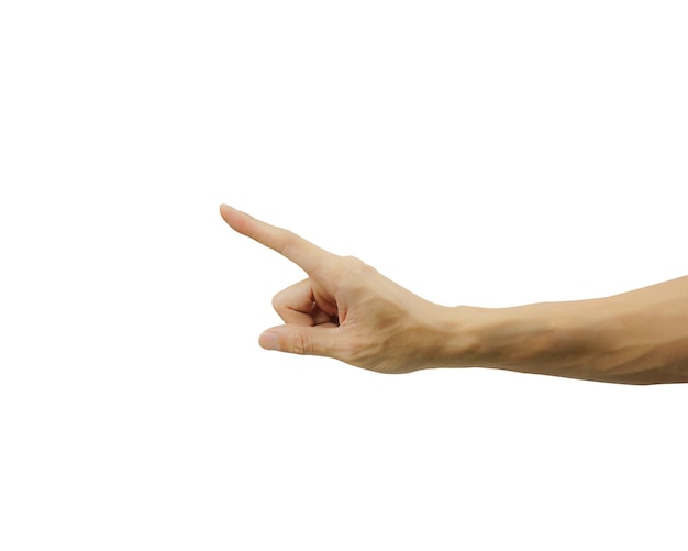 Close-up of human hand against white background