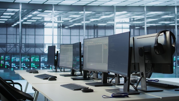 close up of tablet in high tech data center business