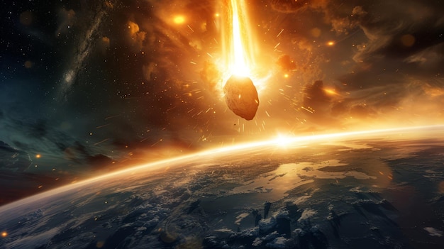 closeup of a massive comet landing on the earths surface