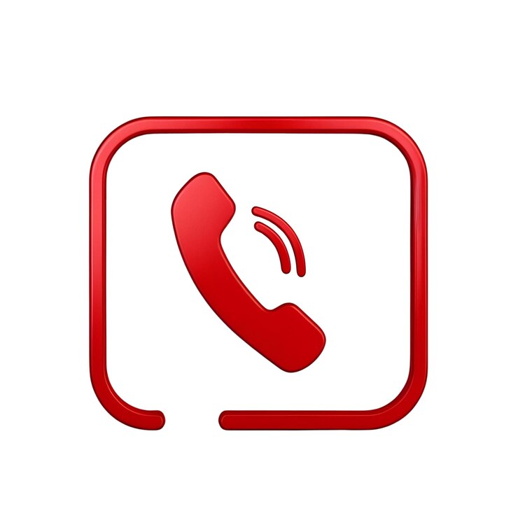 closeup of a red phone call indicator against a white backdrop