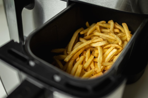 closeup of french fries made in the air fryer