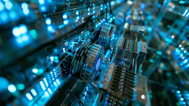 CloseUp View of Quantum Computer Internal Workings for Tech Innovations and Digital Applications