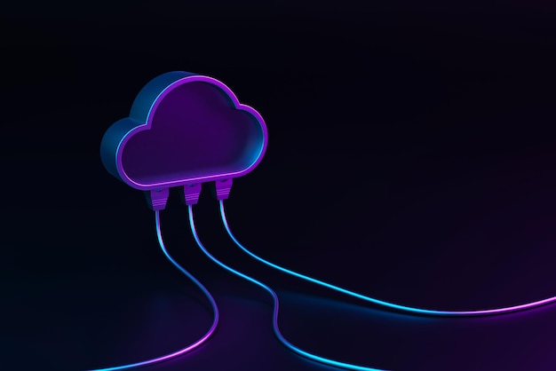 cloud computing concept. technology data center on cloud service. 3d rendering illustration