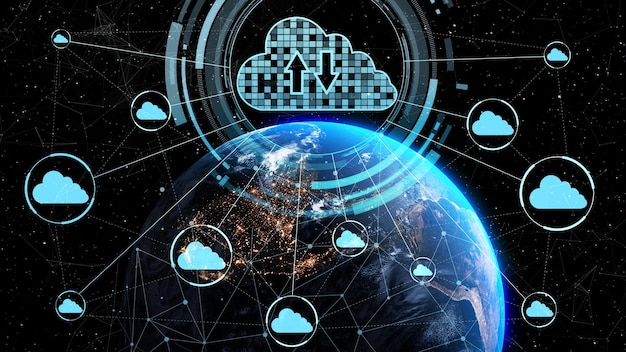 Cloud computing technology and online data storage for shrewd business network concept