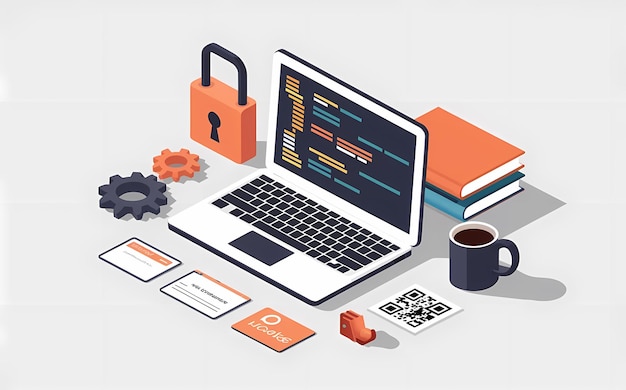 Coding Universe 3D Programming Desktop Computer Screen for Development Project