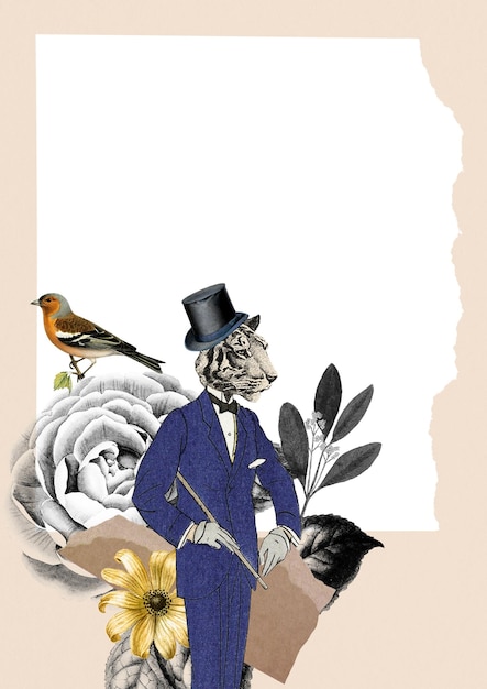 collage frame png animal sticker retro collage printable scrapbook cutout and digital planner