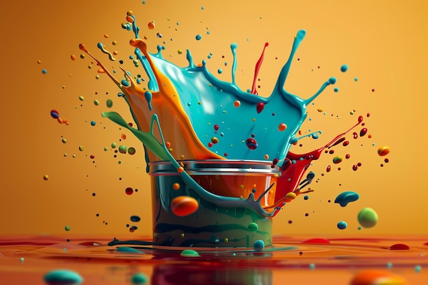 colored liquid coming out of a container computer graphics generate by ai
