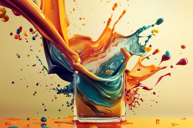 colored liquid coming out of a container computer graphics generate by ai