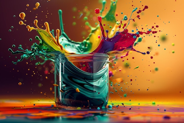 colored liquid coming out of a container computer graphics generate by ai
