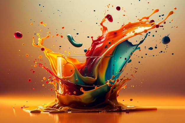 colored liquid coming out of a container computer graphics generate by ai