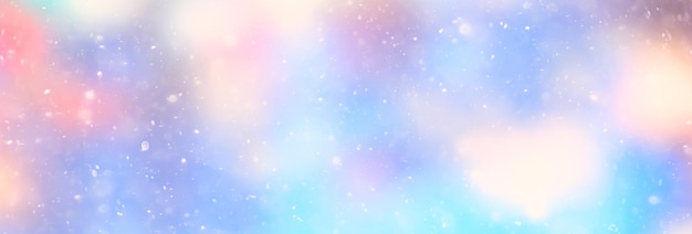 colorful background snow snowfall evening christmas lights, soft light blurry