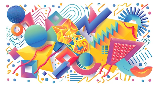 colorful geometric abstract 3d polygon motion shapes composition