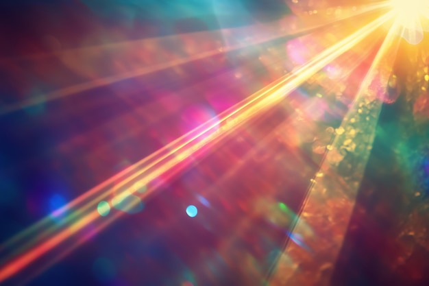 colorful light rays create a vibrant display against a dark background in a captivating artwork that evokes a sense of wonder and joy