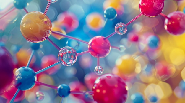 colorful molecules close up under a microscope