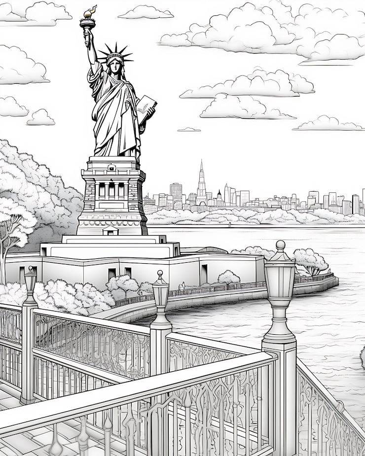 Foto coloring page of the statue of liberty