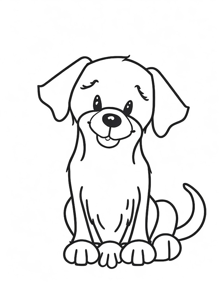Foto coloring page outline of kids coloring page cute dog illustration