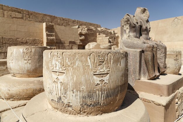 Columns in Medinet Habu Temple in Luxor Egypt