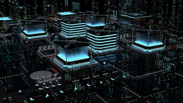 Components of quantum computer parts next generation computer technology concept