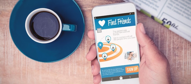 Composite 3d image of interface of chat application