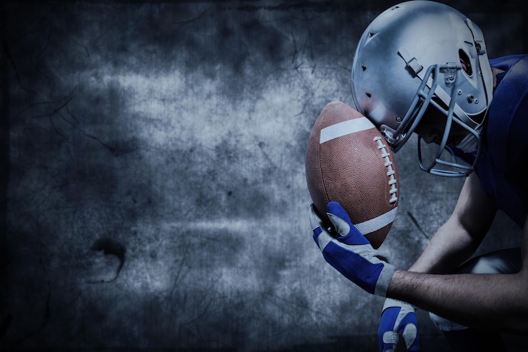 Foto composite image of close-up of upset american football player with ball
