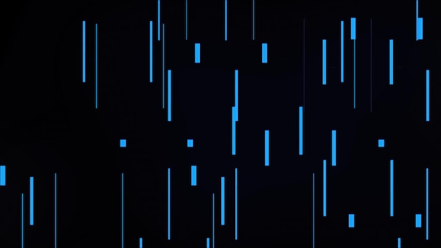 Computer generated fast short shapes lines 3d rendering of the many vertical beams Chaotic background