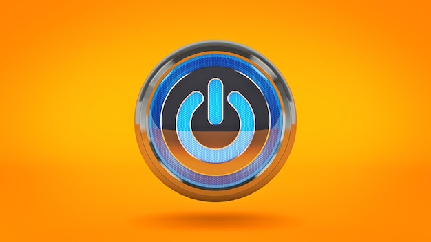 computer power button 3d rendering