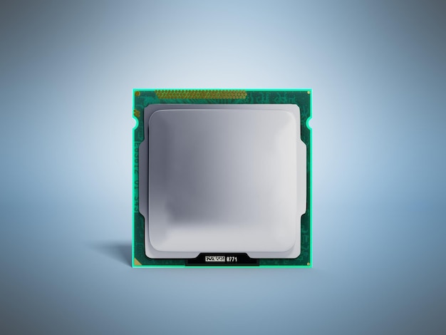 computer processors cpu high resolution 3d render on blue